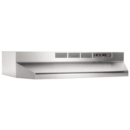 Broan-Nutone 30in. Stainless Steel Ductless Under-Cabinet Range Hood, Charcoal Filter and Builtin Lighting 413004